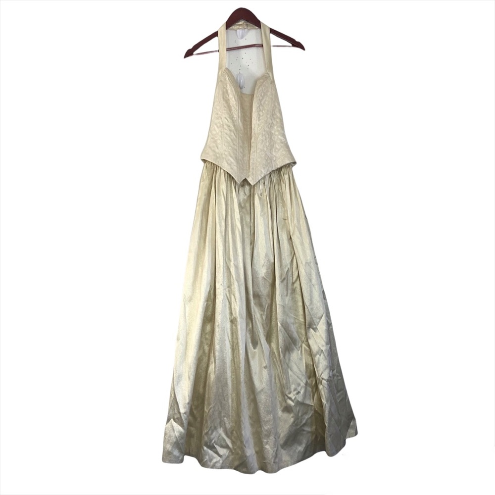 Gunne Sax Jessica McClintock Light Gold Sparkle Princess Renaissance Maxi Dress - Picture 6 of 17